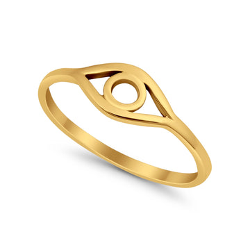 Eye Evil Eye Ring Yellow Tone Solid 925 Sterling Silver